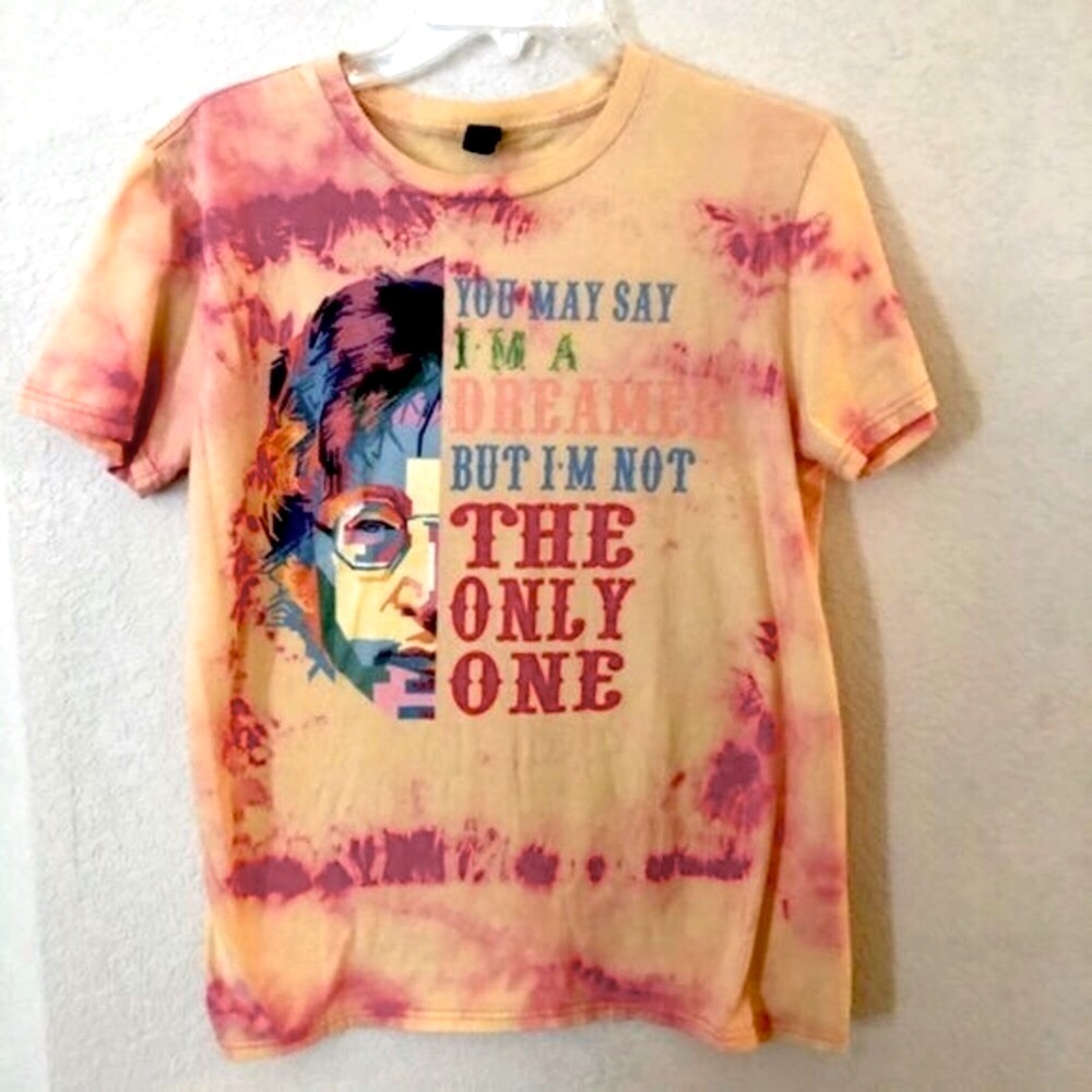 Anvil Dreamer Lennon Beatles Graphic Tie Dye Tee Shirt John Lennon Medium